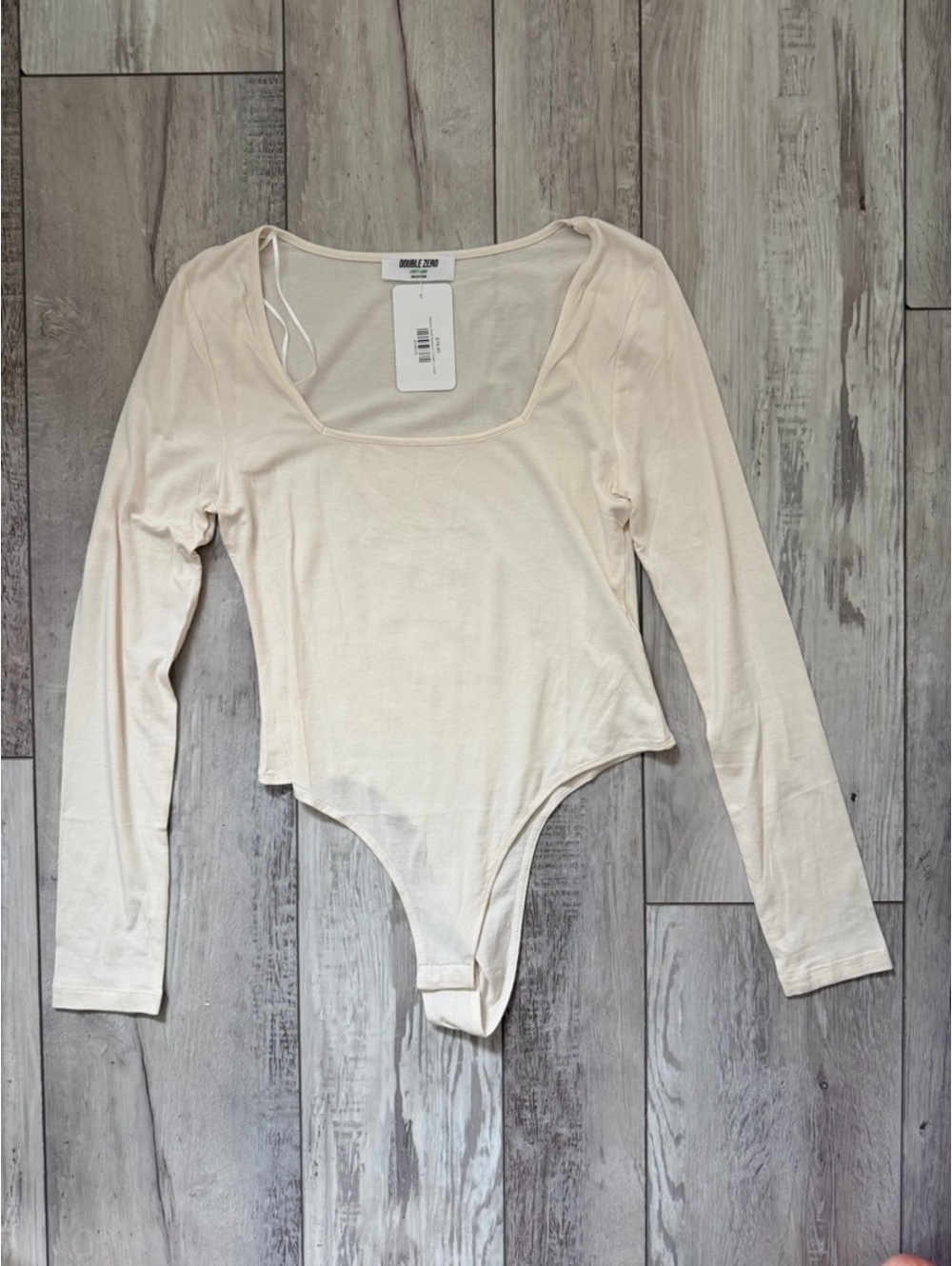 NWT Double Zero Minimalistic Neutral Square Neck Long Sleeve Bodysuit large